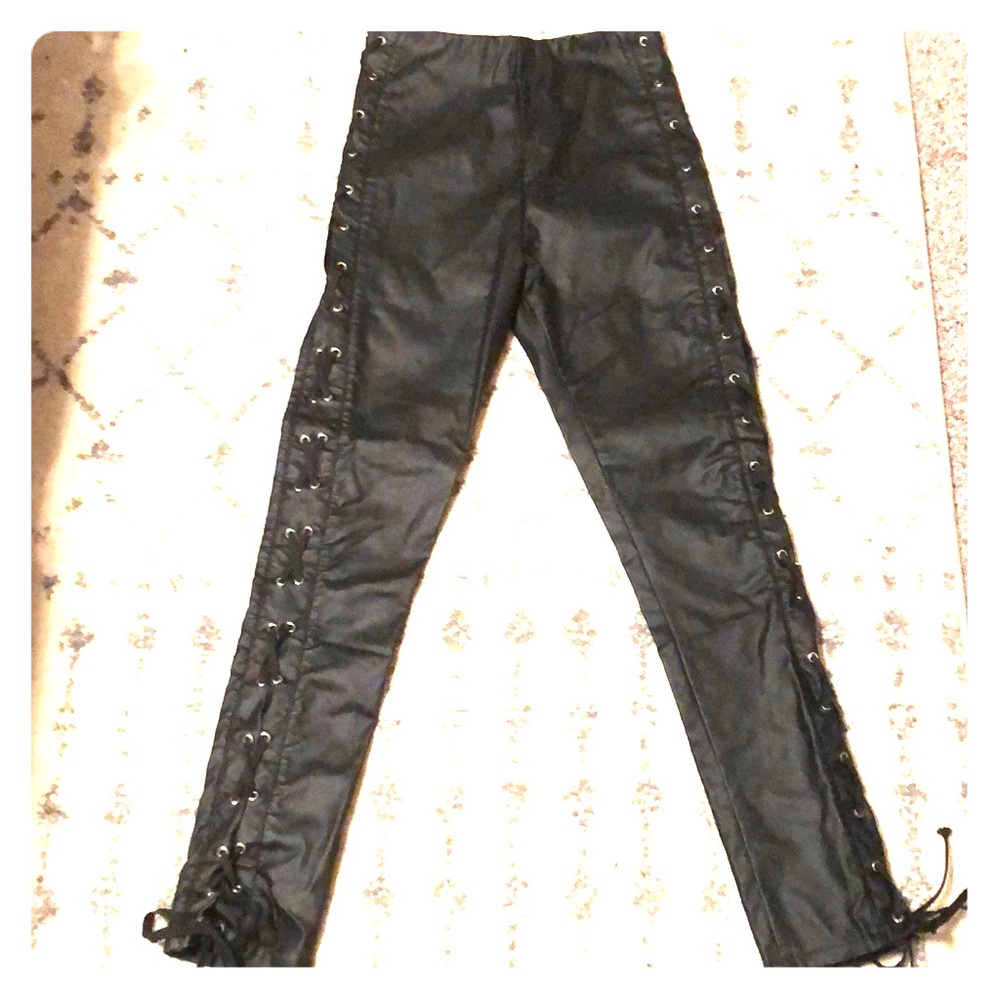 Laced leather pants